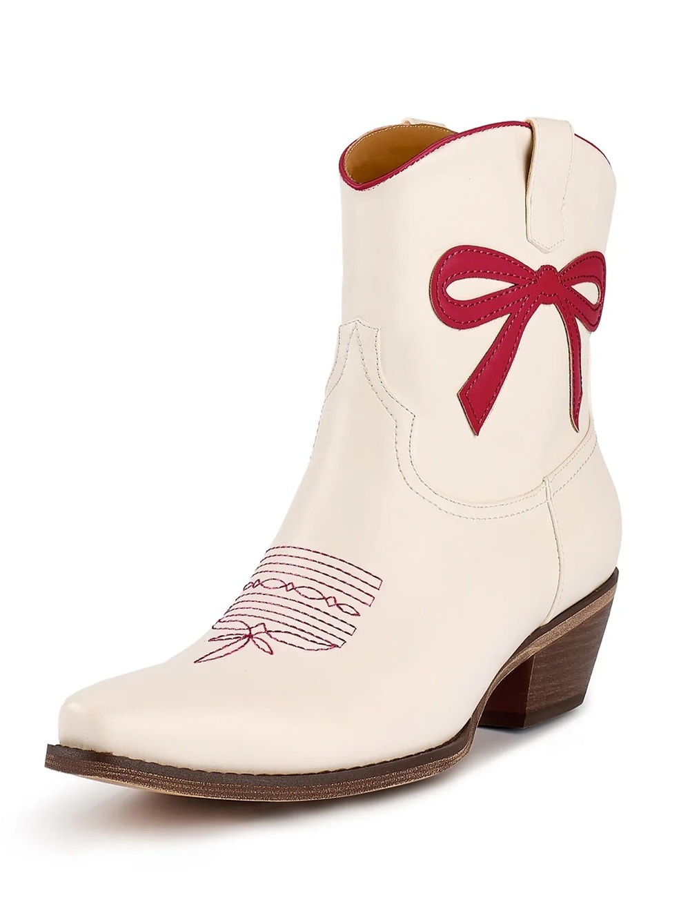 Marfa Western Ankle Boot with Red Bow Accent